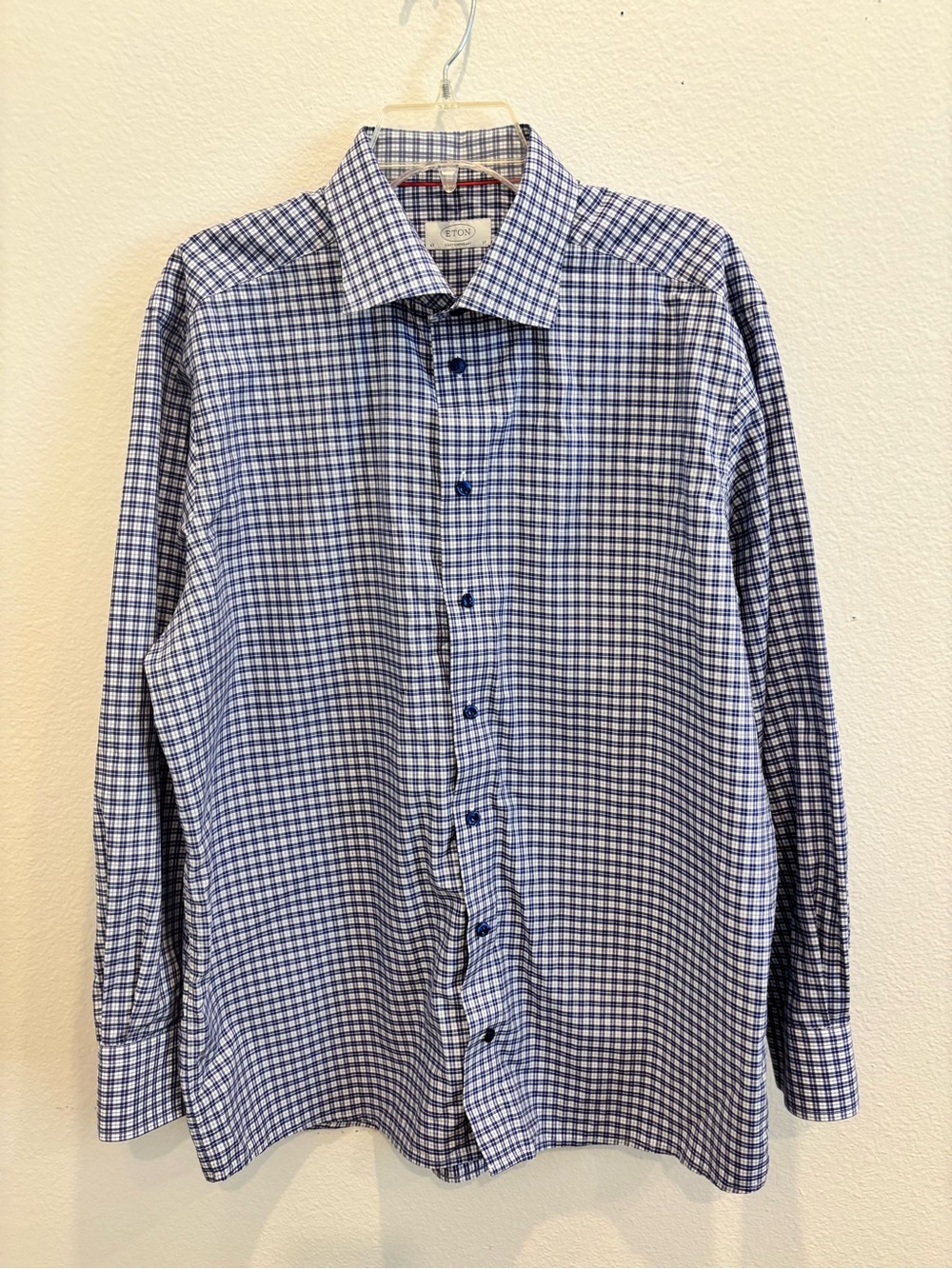 Eton Men's Blue Checked Dress Shirt